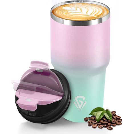 Mug Isotherme 600 ML, Réutilisable, Tasse Isotherme pour Café, Acier Inoxydable 304, Emporter, Anti-fuite, Double Paroi, Étanche Gobelet de Voyage pour Café Chaud et Froid, Lait et Thé (1/5)