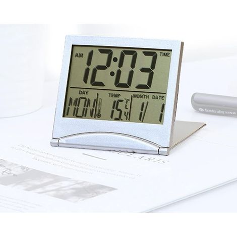 RéVeil De Voyage NuméRique,Mini Reveil Digital Pour Voyages,éCran Lcd Avec Date TempéRature Affichage,Mini RéVeil NuméRique Pliable Multifonctionnel Horloge,Calendrier,TempéRature Et Minuterie (1/5)