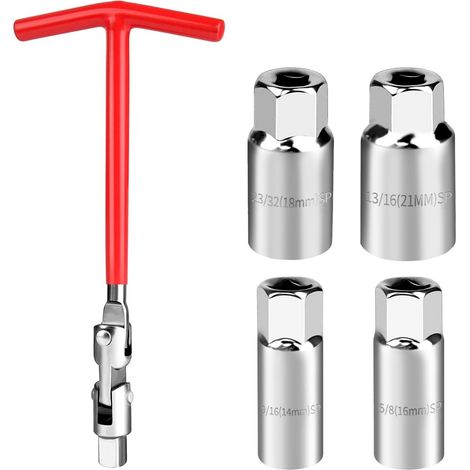 Jeu de 5 Clé à Bougie D'Allumage 14/16/18/21 mm Universelles clés à bougie douilles, extracteur de douilles de bougie (1/5)