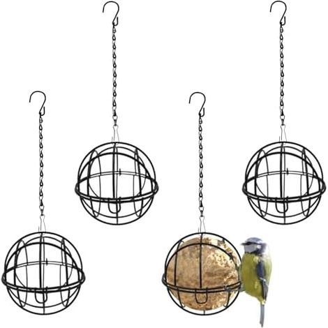 4 pièces Meisenknödelhalter Vogelfutterstation en métal avec S - crochets, Vogelfutterspender pour aufhängen (1/5)