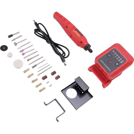Mini fraiseuse sans fil 20V perceuse rechargeable outil rotatif graveur électrique 6000-18000 tr/min ABS 24 accessoires sans batterie (1/5)