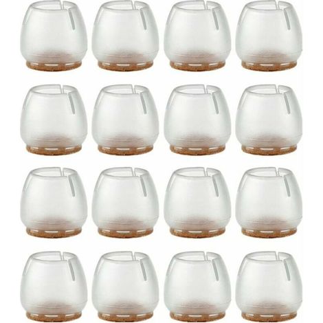 Lot de 16 protège-pieds de meubles en silicone antidérapants (12-16 mm) pour meubles et sols. Protection invisible pour pieds de chaises et de tables. Tapis de sol rayé et rond.