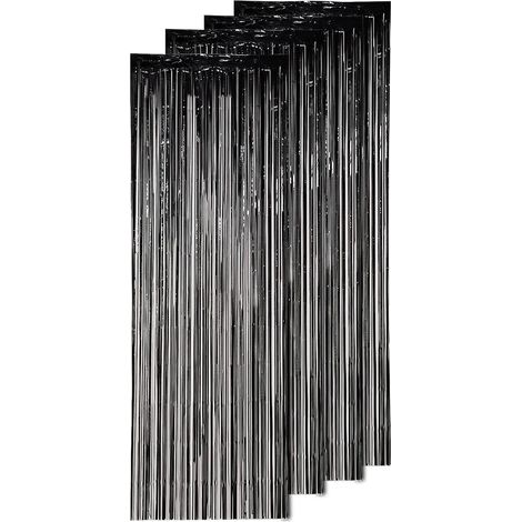 Rideaux de pluie en 4 pièces, légers, réutilisables, brillants, avec franges, rideaux de fond pour fêtes, anniversaires, célébrations, noirs (1/5)