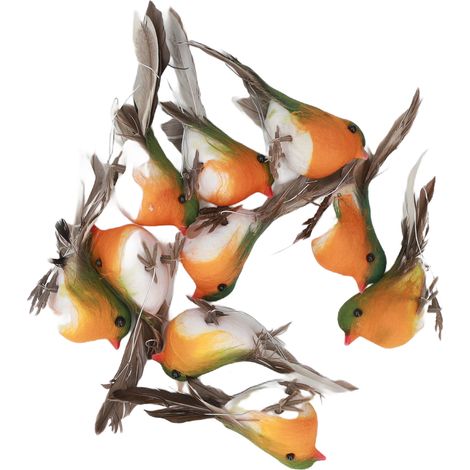 10 ornements d'oiseaux rouges-gorges, 5 x 4 x 2 cm, jolis oiseaux artificiels, décorations de sapin de Noël pour clôtures, meubles et branches. (1/5)