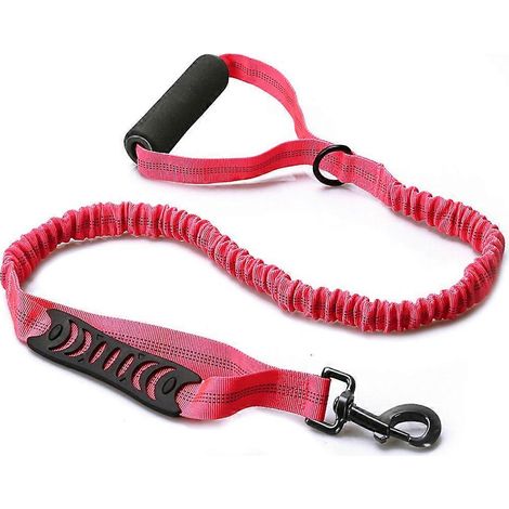 Bâton élastique réfléchissant haute résistance pour sauts de chiens de taille moyenne et grande, avec amortisseur de chocs en peau, poignée rembourrée confortable et poignée de sécurité - Rose rouge (1/5)