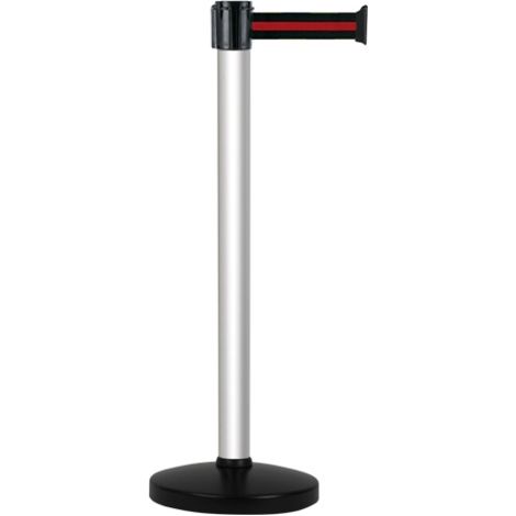 Poteau Alu Anodisé à sangle Noir/Rouge 5m x 50mm sur socle portable - 2052320 (1/3)