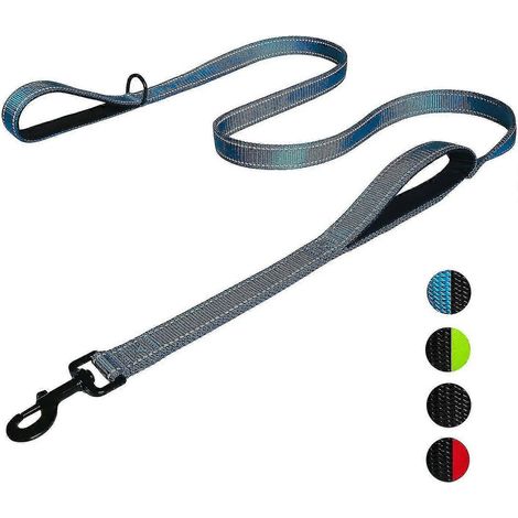 Laisse pour chien de 1,5 m de long, en corde robuste avec double poignée rembourrée et douce – laisse d'éducation pour animaux de compagnie avec bande réfléchissante pour une sécurité accrue sur la ro (1/5)