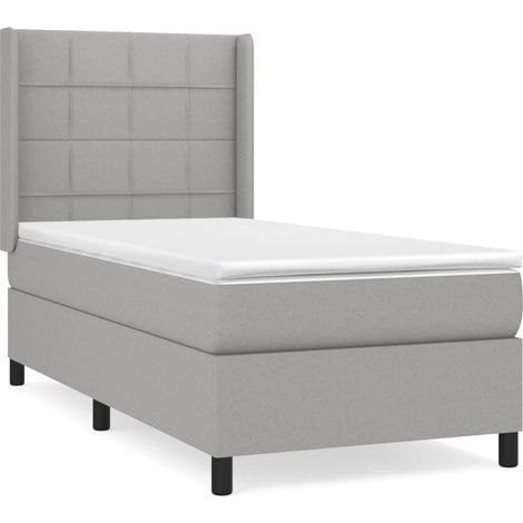 Maison Exclusive - Sommier à lattes de lit avec matelas Gris clair 80x200 cm Tissu (1/5)