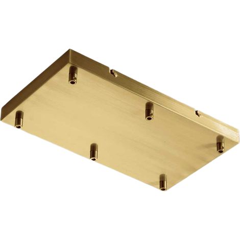 Rosone Rettangolare Ofelia Mini B R/6 - Base per Lampada a Sospensione con 6 Fori, Finitura Ottone, Grado IP20 - Gealuce (1/3)