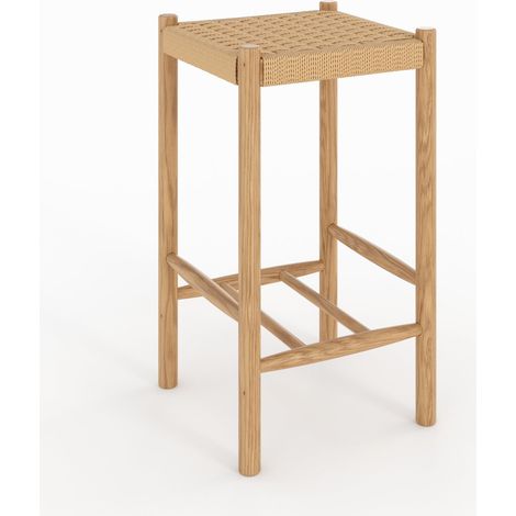 Tabouret pour îlot central 65 cm en tressage et bois - KEPLER