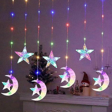 Guirlande lumineuse LED féérique et colorée, 8 modes d'éclairage, prise UE, pour extérieur, jardin, mariage, maison, chambre, décoration de Noël, étoile et lune (1/5)