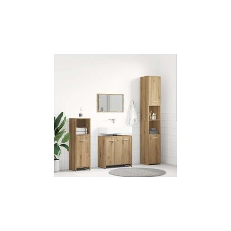 Ensemble de meubles salle de bain 4 pcs bois d'ingénierie (1/5)
