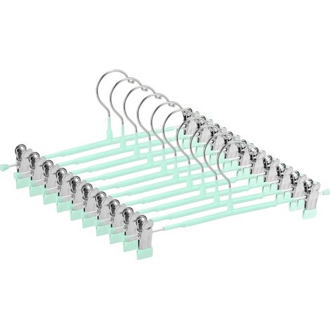 10 Cintres, clips réglables, acier inoxydable, antidérapants, pour pantalons jupes (1/5)