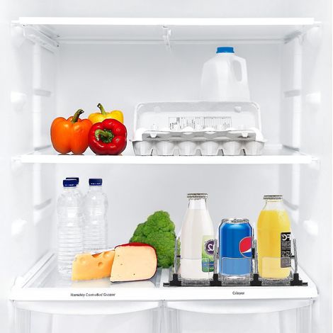 Automatischer Getränkedosen-Organizer mit Druckknopf für den Kühlschrank, großes Fassungsvermögen, schwarzer Kunststoff, kreativ und praktisch (Fassungsvermögen: 38 cm). (1/5)