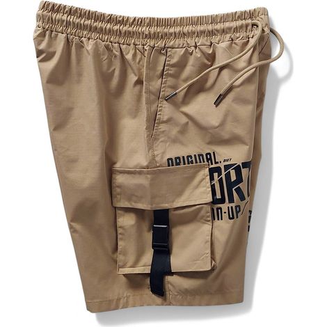 Pantalones cortos cargo beige para hombre con bolsillos, talla M