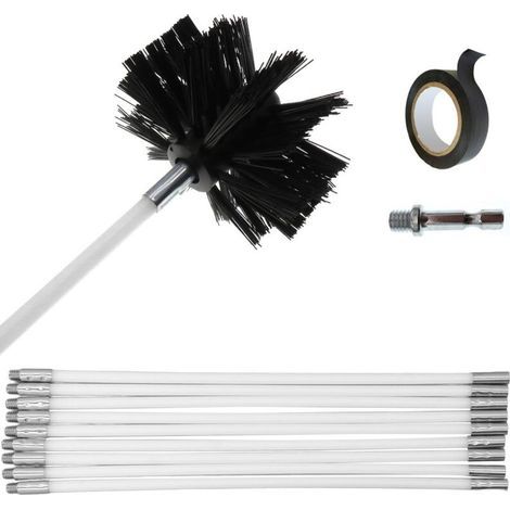 Brosse de ramonage,12 brosses de nettoyage pour paroi interne de conduits de cheminée,pour conduits de sécheuse,tige de 16 pouces (1/5)