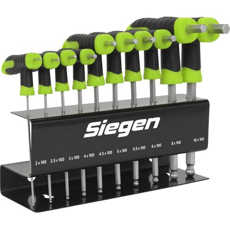 Sealey S01150 Siegen T-Handle Ball-End Hex Key Set 10pc