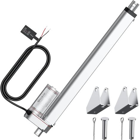 1500N 300mm Actionneur Linéaire Moteur Electrique 12V DC Verin Electrique Contrôle de Mouvement Moteur d'Actionneur Linéaire Robuste Étanche IP65 pour Voitures, Meuble - Argent (1/5)