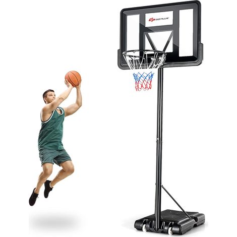 GOPLUS Canestro da Basket, Regolabile in Altezza da 130 a 305 cm, Supporto per Canestro con Acqua o Sabbia, per Adolescenti e Adulti