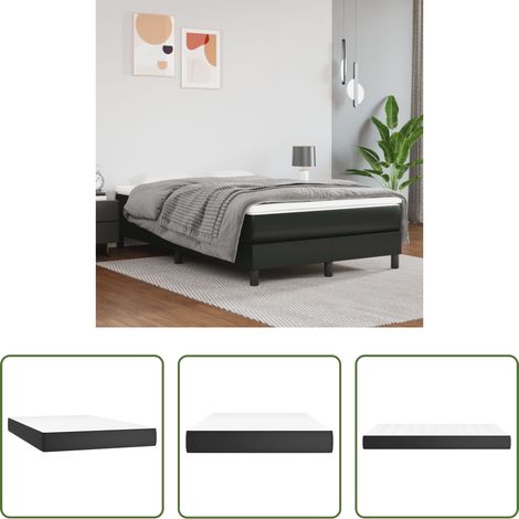 Sommeil de qualité -  Matelas de lit à ressorts ensachés fermeté moyenne Noir 120x200x20cm Similicuir (1/5)