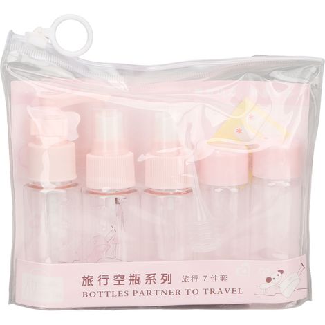 Kit de flacons de voyage transparents anti-fuites pour lotion, shampoing et crème, portable et rose (1/5)