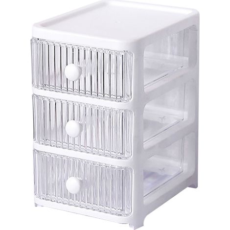 Desktop Storage Box with Drawers Multi Layers Transparent Multifunctional Stackable Desk Organizer for Home Bedroom Office 3 Layer