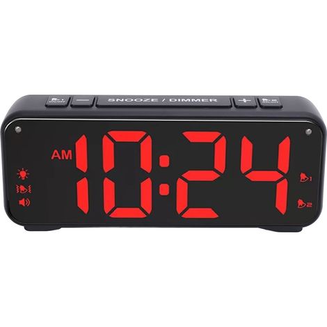 Réveil double extra puissant avec vibreur de lit, grand écran LED, avec fonction vibreur filaire. (1/5)