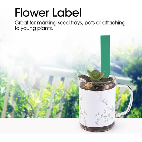 100 étiquettes vertes en plastique pour semis de plantes, à fixer sur les pots et les tuteurs de jardin. (1/5)
