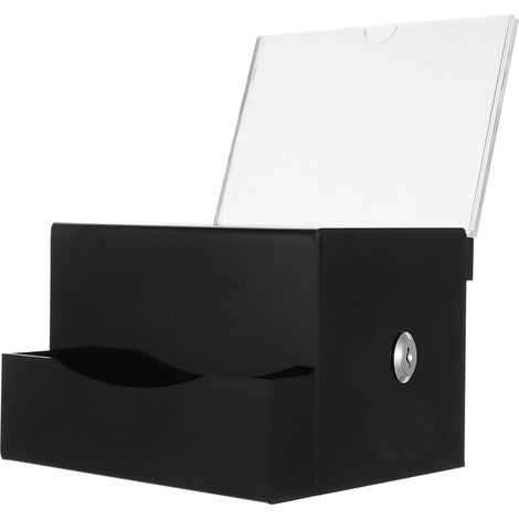 Boîte à Dons Verrouillable en Acrylique Noir avec Fente pour Billets et Tickets, Boîte de Rangement pour Votes, Application Large pour Bureau ou Événements (1/5)