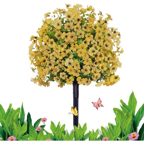Buissons artificiels d'extérieur Topiaire artificiel pour l'extérieur Arbres résistants aux UV de 58,4 cm - Fleurs réalistes en boule violette pour porte d'entrée, porche, jardin, cimetière (1/5)
