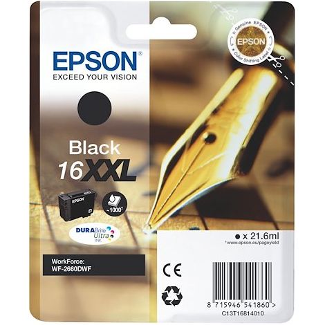 Cartouche Epson 16XXL très haute capacité noire pour imprimante jet d'encre