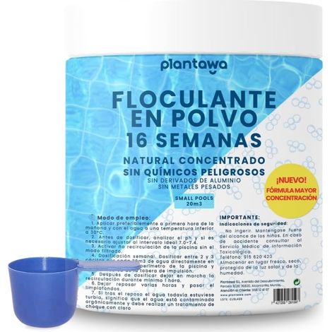 Floculant pour Piscine en Poudre (16 semaines)  Clarifiant pour l'eau de Piscine et de Spa  Élimine la turbidité et améliore la Filtration  Formule concentrée pour Une Eau limpide. (1/5)