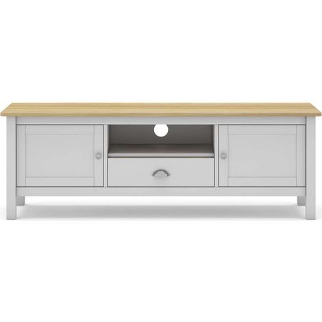 Mueble para televisión 2 puertas 1 cajón Miguel acabado blanco/roble, 53cm(alto) 158cm(ancho) 40cm(largo) (1/5)