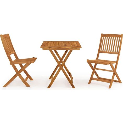 Set da Pranzo da Giardino 3 pz  Salotto da Giardino Pieghevole in Massello di Acacia (1/5)