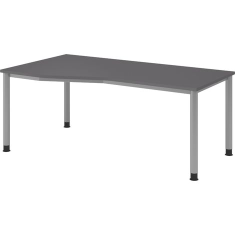bümö Schreibtisch Serie-H Gestell: Silber Freiform: 180 x 100 cm