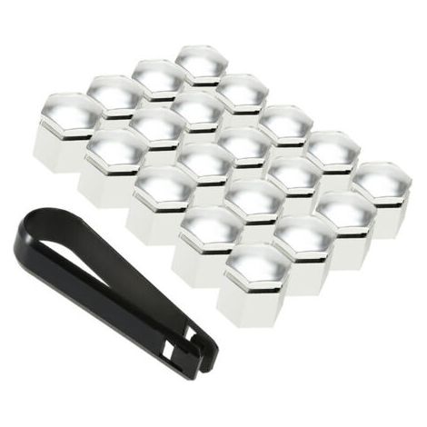 20 Pieces 19 Mm Argent Chrome Voiture Ecrou De Roue Capuchons Boulon Couvercle Adapte Pour Vauxhall Opel, Argent - (1/5)