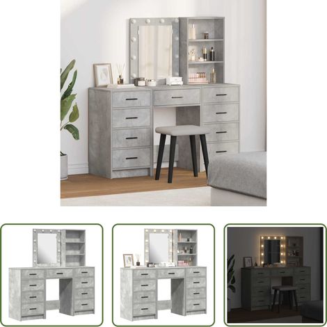 Holzwerkstoff -  Schminktisch 3 pcs Grau 40 x 41 x 135 cm Holzwerkstoff (1/5)