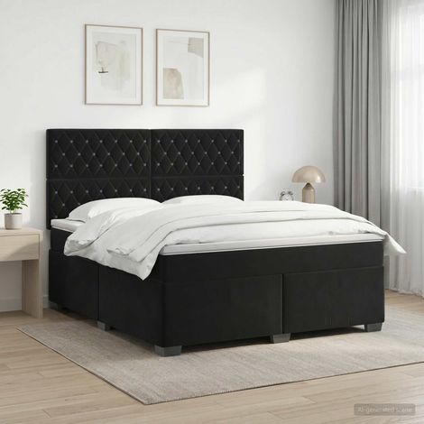 vidaXL Lit boxspring avec matelas Noir 140 x 200 cm Velours (1/5)