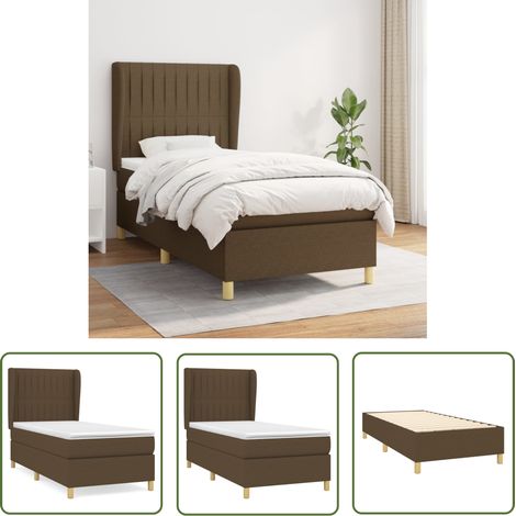 The Living Store Boxspringbett mit Matratze Dunkelbraun 100x200 cm Stoff - Boxspringbett - Doppelbett - Lattenrost - Bettrahmen - Massivholzbette (1/5)