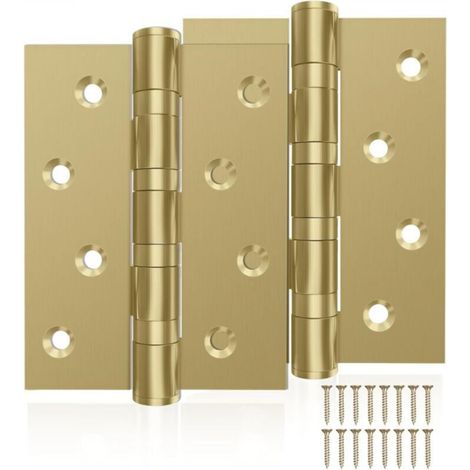 2 Stück hochbelastbare Türscharniere mit Kugellager in goldfarbenem Edelstahl, 100 mm, für Innen- und Außentüren