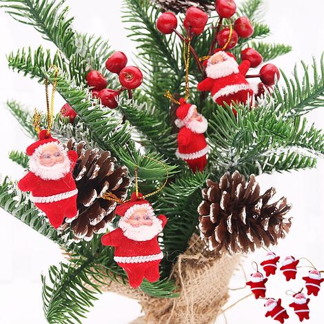 Ornement De Noël - Pendentif Père Noël Vintage Peint À La Main - Pour Arbre De Noël Bureau Maison - Lot De 6 (1/5)