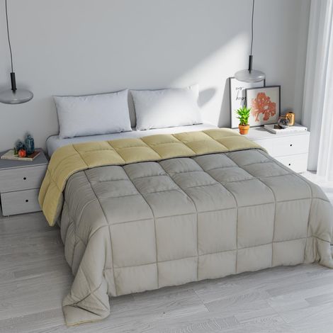 Couette d'hiver Elegant Deux Tons, Gris Clair/crème, 260x260 cm (1/5)