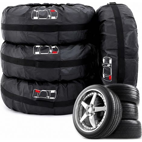 Housse de pneu 13-17 pouces, lot de 4, imperméable avec poignée, protection pour roue de voiture et rangement (1/5)