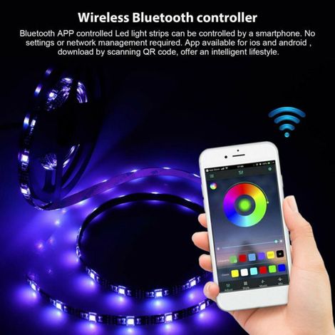 Ruban LED Bluetooth 5m TV RGB USB avec App Bande LED Lumineuse Rétroéclairage TV Synchroniser avec Rythme de Musique (1/5)