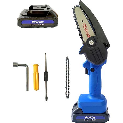 Mini Chainsaw Cordless with 1500mAh Batteries & Chains, 4-Inch Mini Electric Chainsaw Portable, Small Handheld Battery Operated Chainsaw for Trees, Branch Woods (1/5)