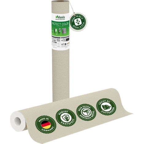 Vliestapete Vliestapete farbig – PROTECT COLOR Hellgrün, 10,05 m x 0,53 m, kein Anstrich notwendig, kratz- & stoßfest, rissüberbrückend, Made in Germany – Veluxis
