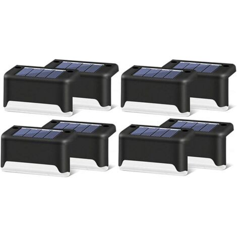 Lot de 16 lampes solaires d'extérieur pour escaliers - Étanche - Éclairage LED, idéal pour les escaliers, marches, clôtures, cours, terrasses, caniveaux, allées et la décoration extérieure. Lumière bl (1/4)