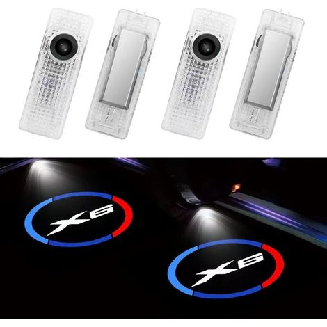 (2PCS-X6) Lot de 2 lampes LED d'accueil pour portières de voiture, projecteur d'ombre de logo, accessoires décoratifs automobiles compatibles avec les véhicules BMW. (1/5)