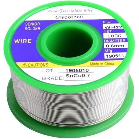 Fil de soudure, 2pcs 1mm fil à souder pour de soudure Sn 99.3% Cu 0.7% avec Colophane Base pour Soudure Électrique, 100g (1/3)