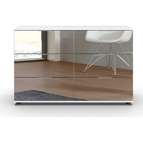Commode à tiroirs, placard coloris blanc - Longueur 130 x Hauteur 83 x Profondeur 41 cm (1/2)